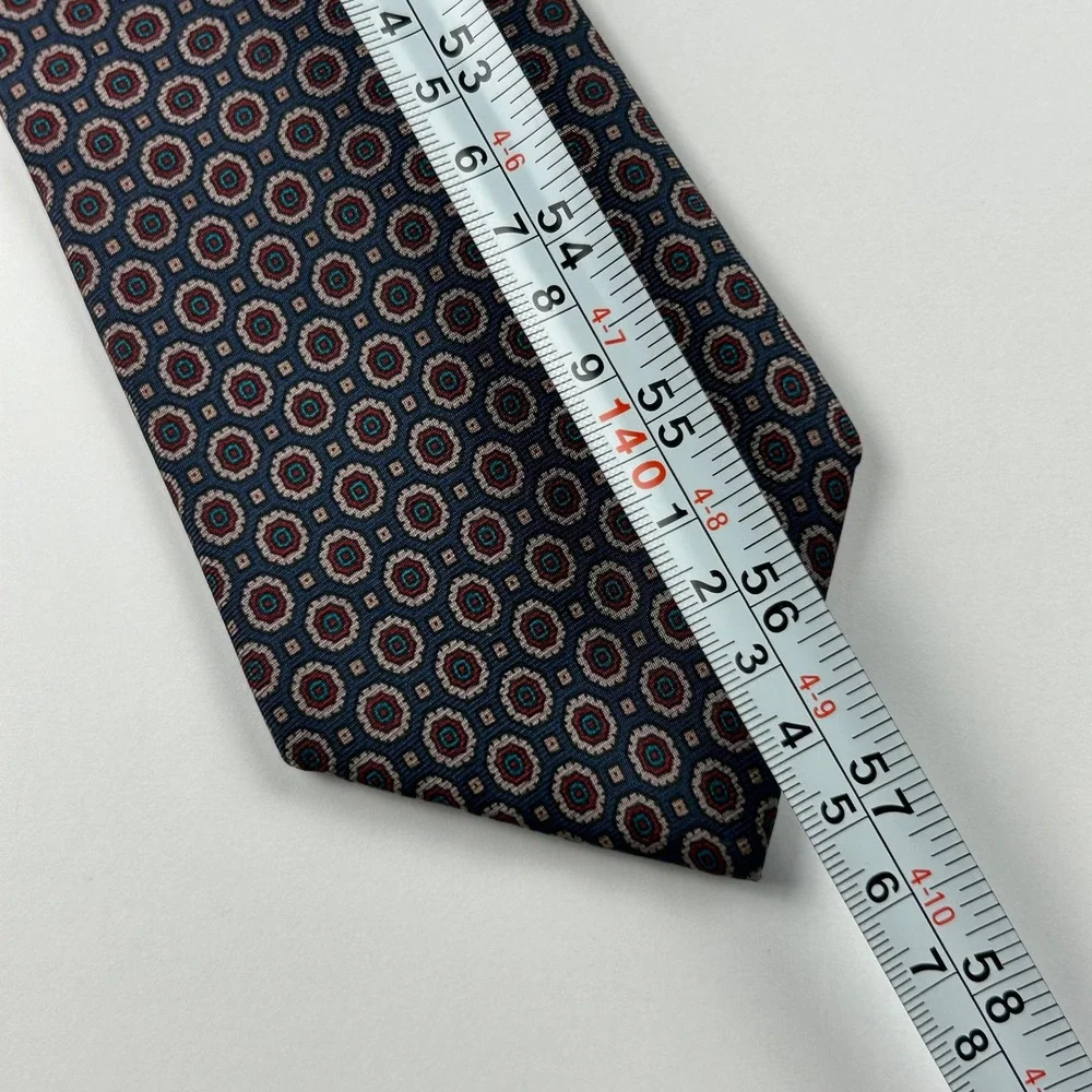 Vintage‎ Trissardi Navy Maroon Geometric Medallion Silk Tie